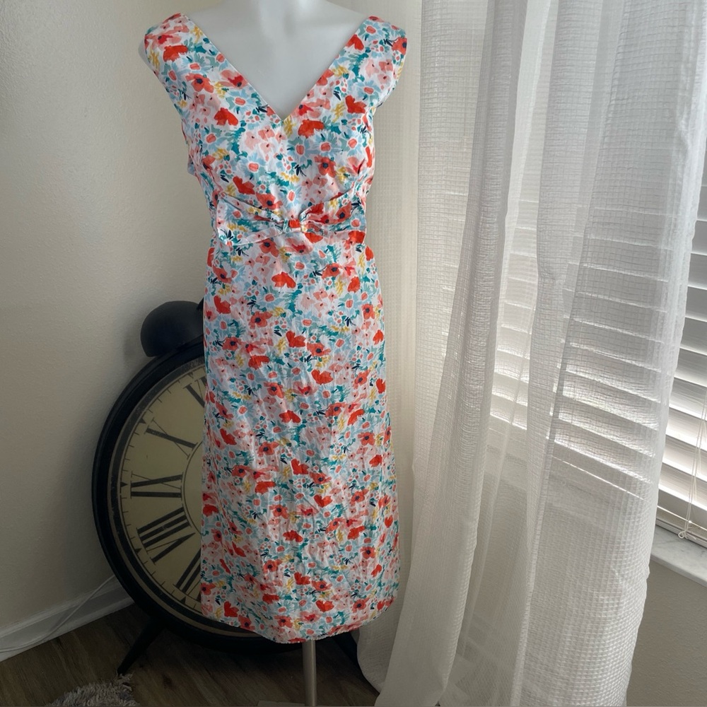 CHLOE & RENE Sleeveless Knee Length Shift Dress Colorful Floral Print L